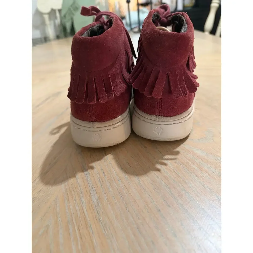 UGG Cali Brecken Lace High Fringe Pinot Noir Suede Sneakers men’s 8.5